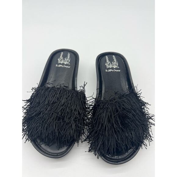 Jeffrey Campbell LF x JC Limited Edition Fringe Slip On Flat Sandals Black 7 - Picture 10 of 10